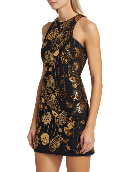 Isabele Floral Field Sequin-Embellished Sleeveless Minidress