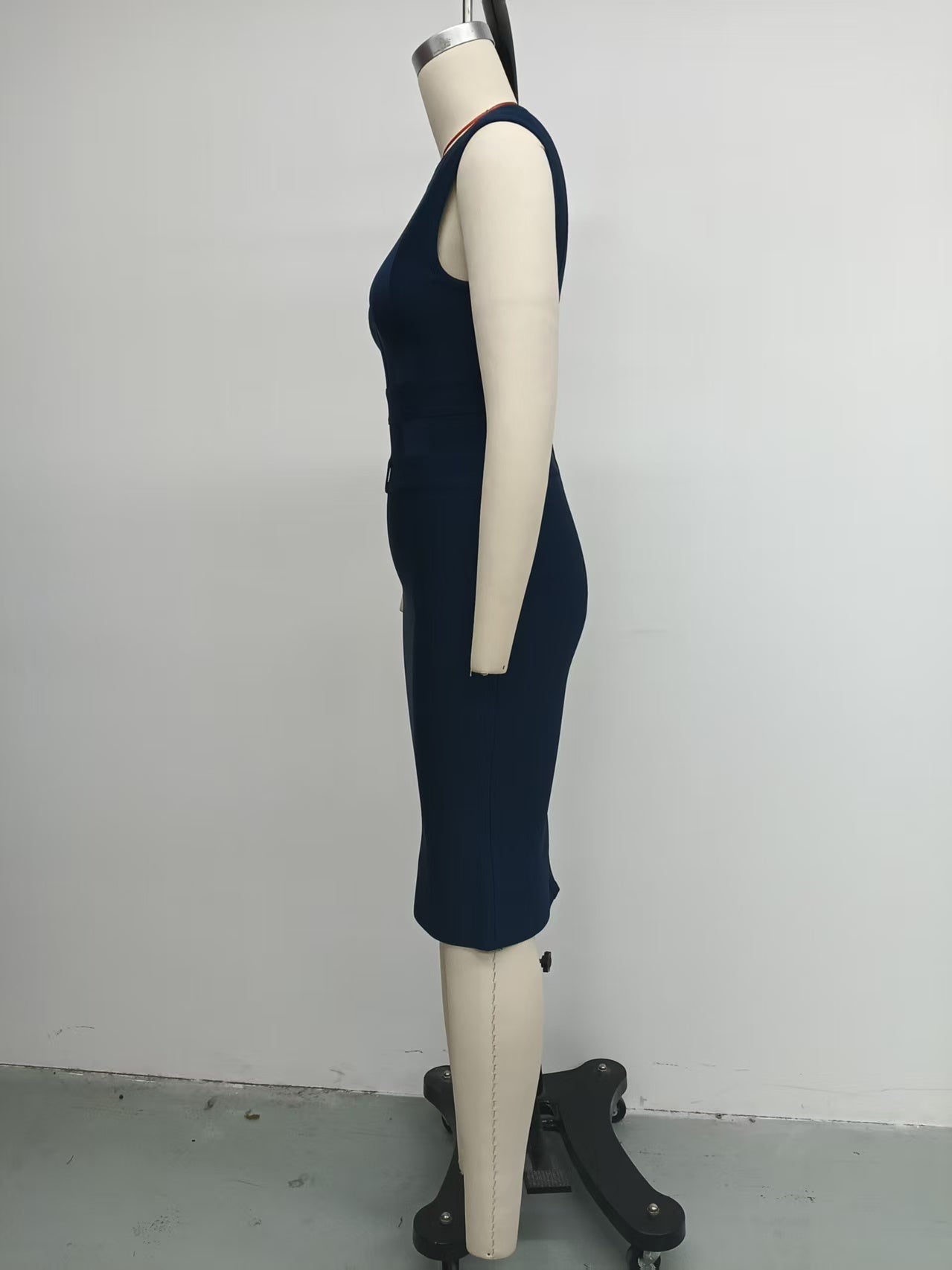 Sapphire Blue Woven Waist Bandage Dress