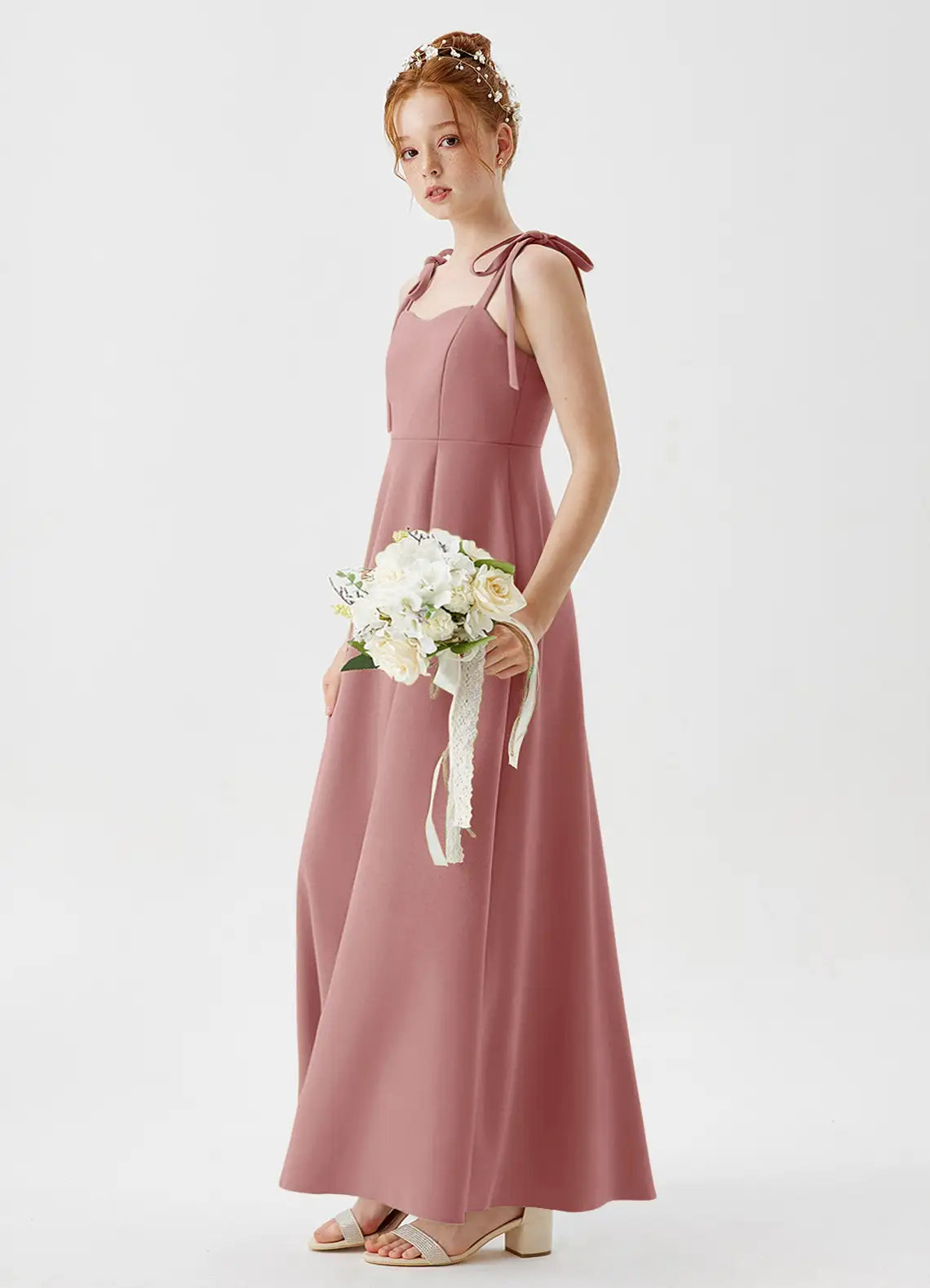 Dusty Rose A-Line Sweetheart Neckline Stretch Crepe Dress