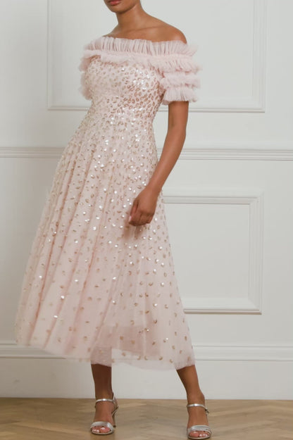 Autumn Leaves Off-Shoulder Ballerina Dress