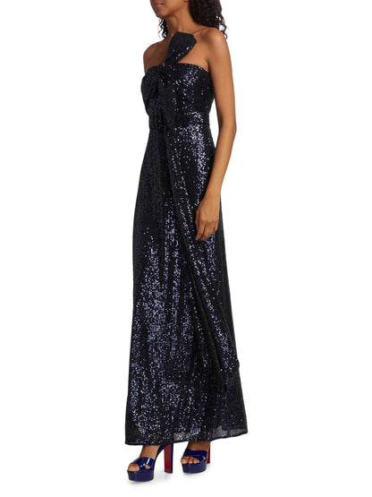 Strapless Sequin Bow Gown