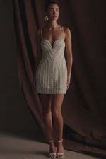 Naveena Embellished Mini Dress - Silver