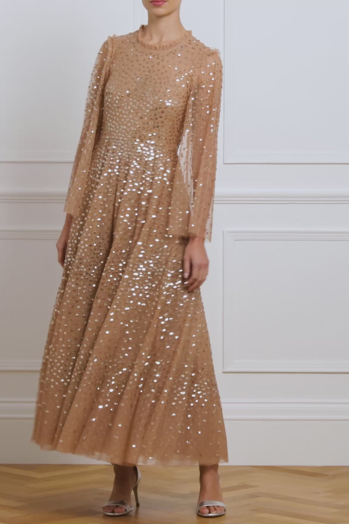 Scatter Dot Round Neck Ankle Gown