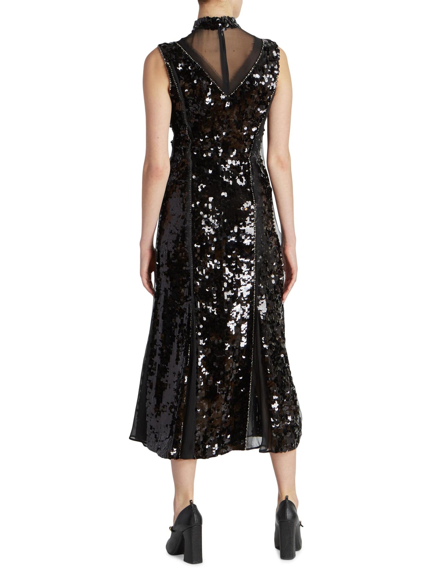 Tyana Sequin-Paneled Midi-Dress