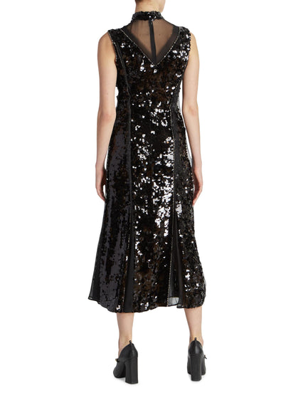 Tyana Sequin-Paneled Midi-Dress