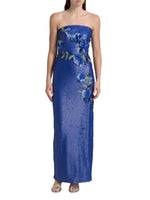 Floral Sequin Strapless Gown