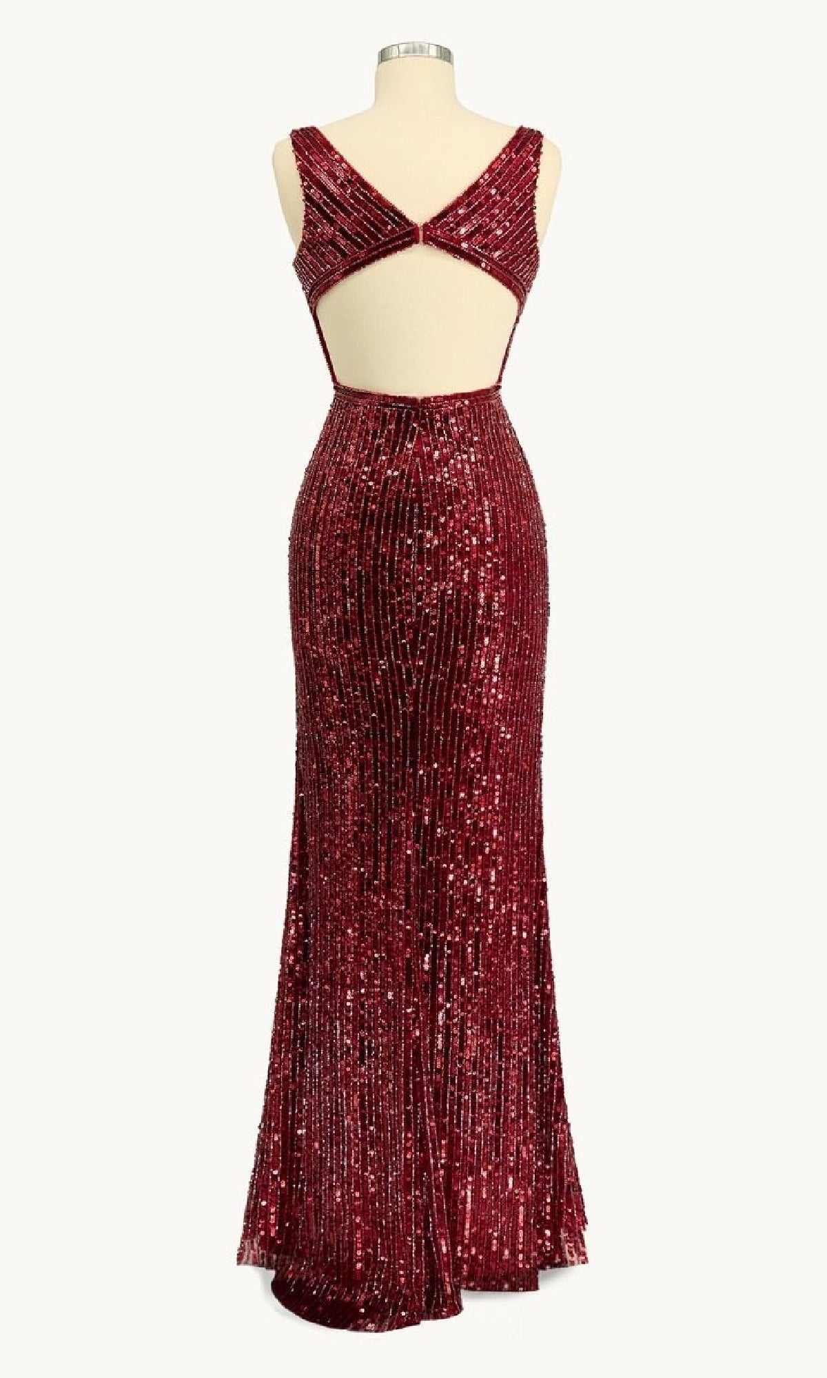 Long Burgundy Sequin Prom Dress: Ladivine J2392