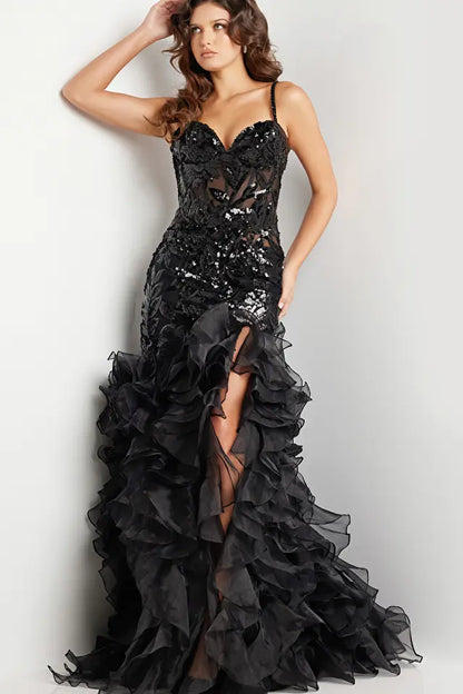 Jovani - 38358 - Sequin Embellished Mermaid Evening Gown