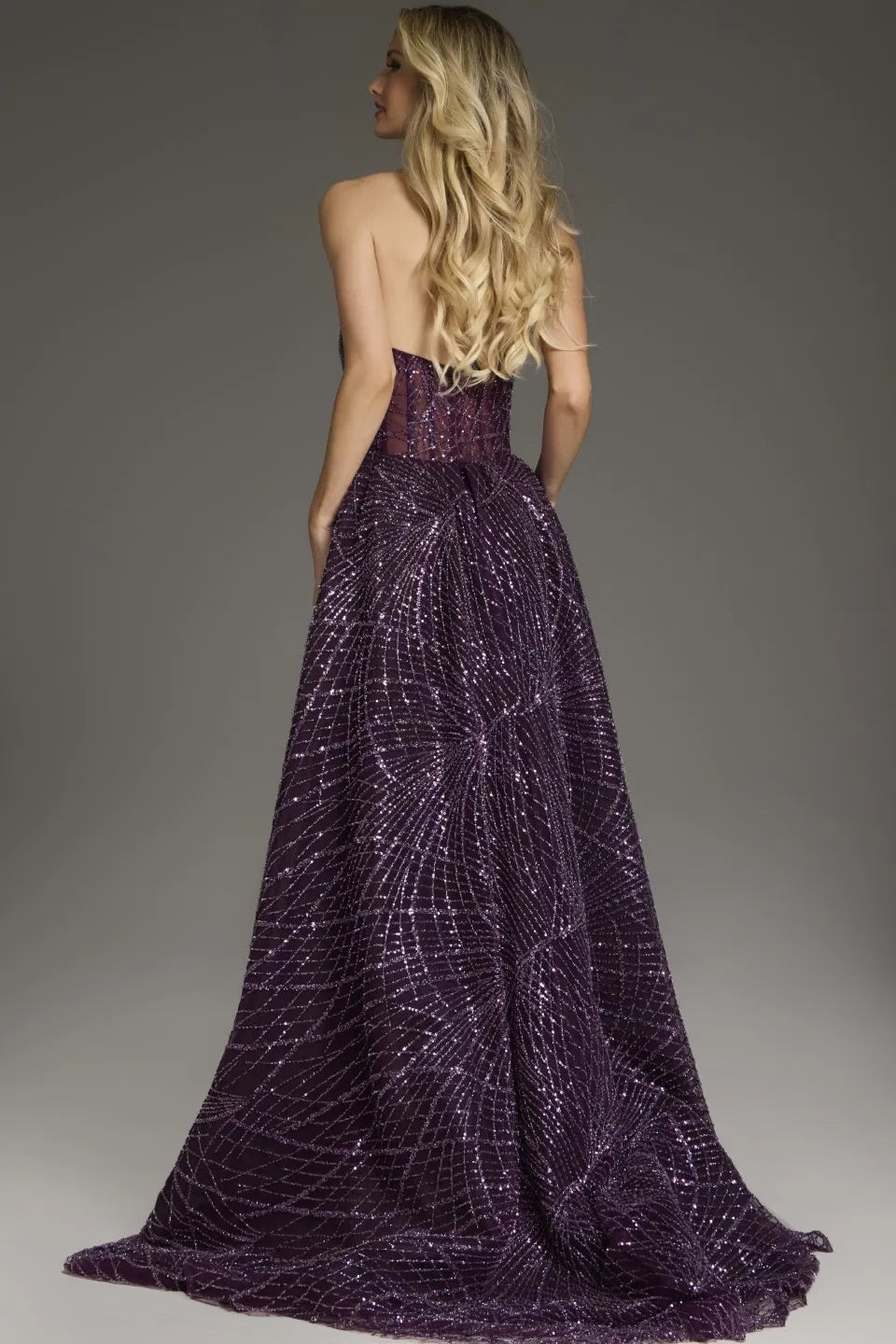Jovani - 39029 - Strapless A-Line Sequin Embellished Gown