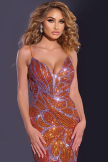 Jovani - 42600 - Sequined Plunging V-Neck Gown