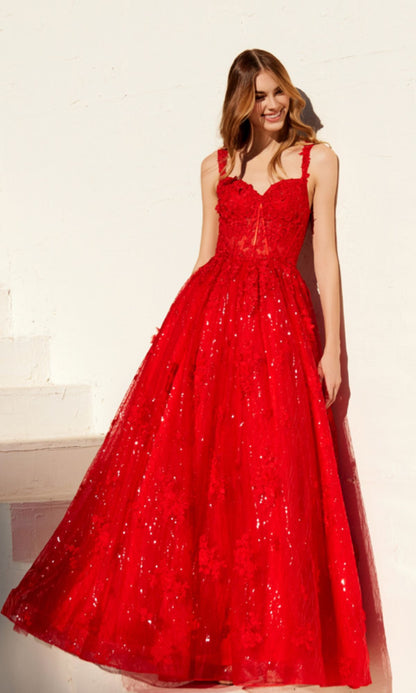 Long Sequin-Lace Prom Dress: Juliet JT2495A