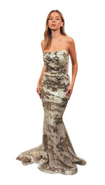 Nicole Bakti - 7256 - Strapless Stretch Sequin Gown
