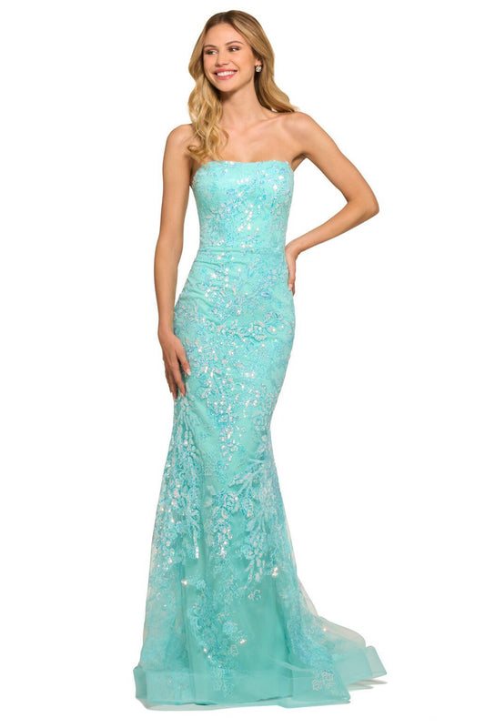 Sherri Hill - 55501 - Strapless Sequin Lace Fitted Gown