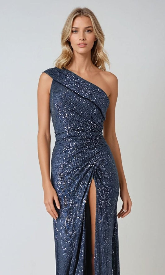 One-Shoulder Long Sequin Prom Dress: Amoris T806
